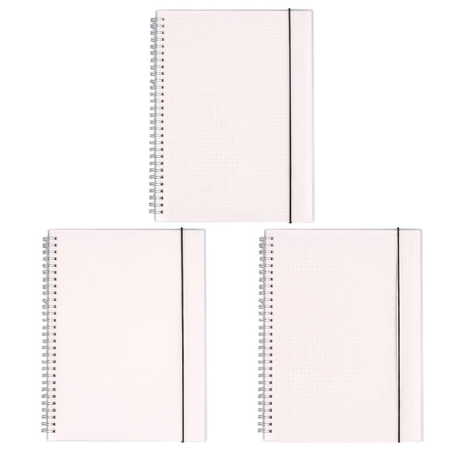 Cuaderno de espiral lateral A6, 3 unidades, libreta, diario, cuaderno portátil, cuaderno de espiral, papelería para estudiantes (en blanco, con puntos y cuadrícula, 1 unidad por cada patrón)