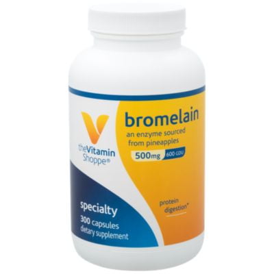 The Vitamin Shoppe Bromelain 500MG  600 GDU, Supports Protein Digestion  Absorption, Enzyme Sourced from Pineapples (300 (Best Enzymes For Protein Digestion)