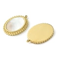 thumbnail image 2 of 10pcs Ion Plating(IP) 304 Stainless Steel Pave Shell Pendants Oval Charms Real 14K golden Plated 21x15x2mm Hole: 1mm, 2 of 3