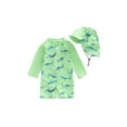 thumbnail image 1 of Argulvti Toddler Boys Rash Guard Swimsuit Shark Print Zipper Long Sleeve Bathing Suit with Swim Cap, 1 of 9