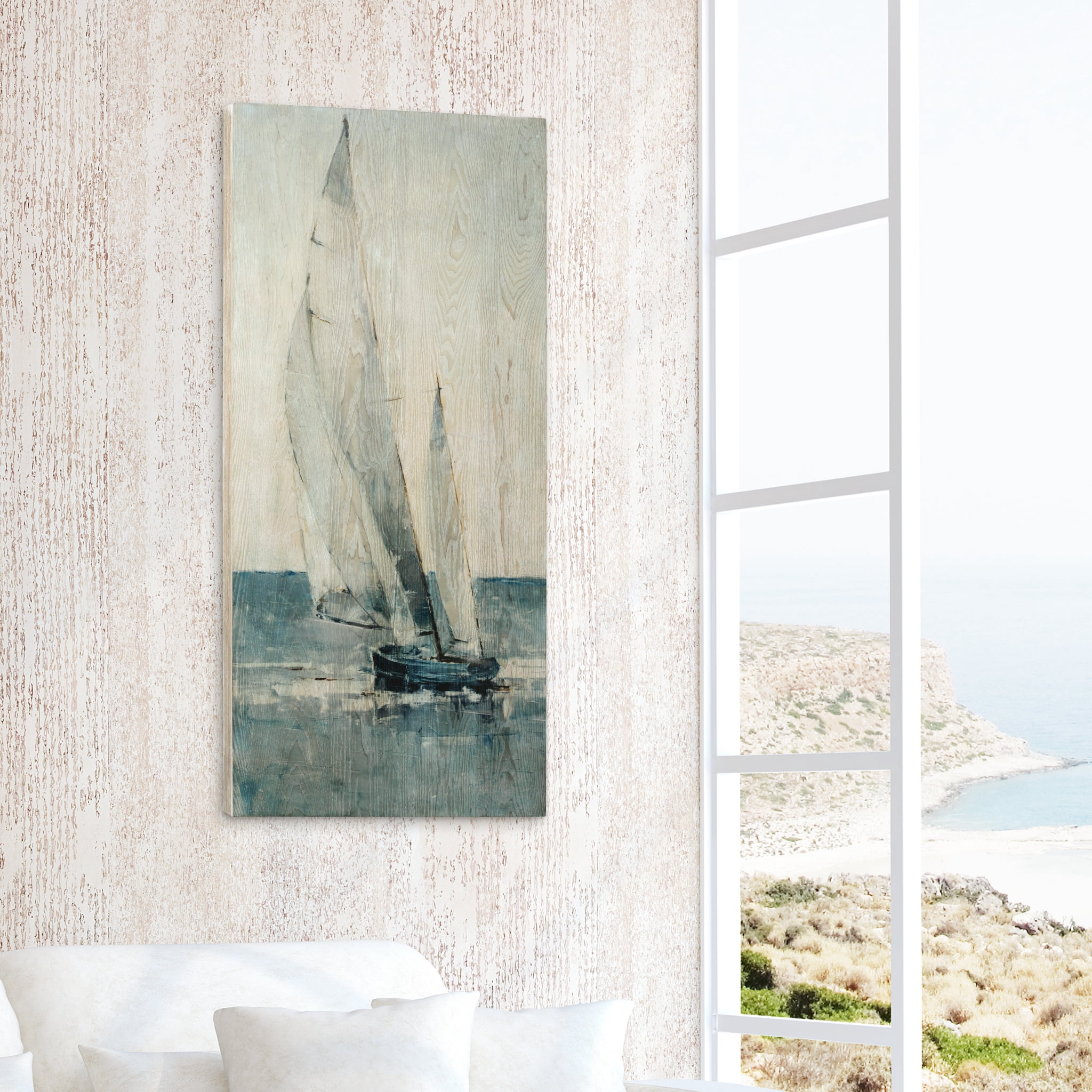 Empire Art Direct Grey Seas I Fine Giclee Printed Directly on Hand Finished Ash Wood Wall Art, 48" x 24", Ready to Hang