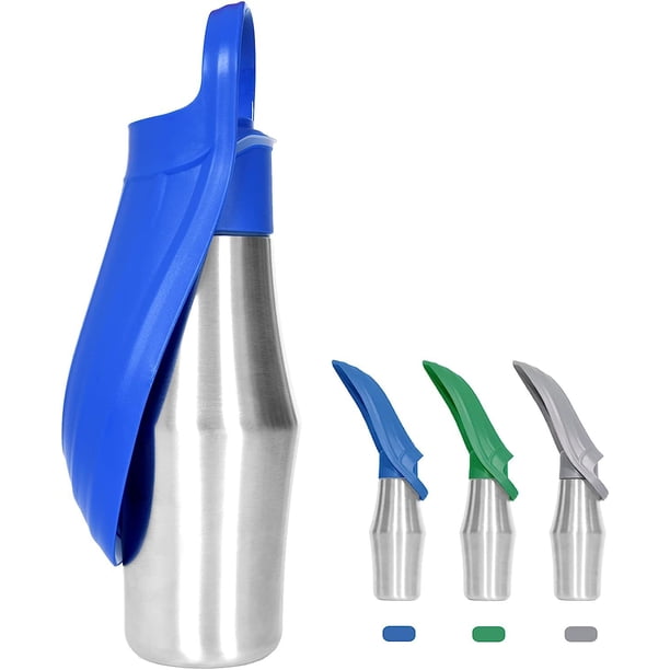 ZHAOCHENG Botella de agua portátil para perros, color azul oscuro, botella de viaje antibacteriana de calidad alimentaria de 750ml para perros y gatos, agua potable para mascotas al aire libre