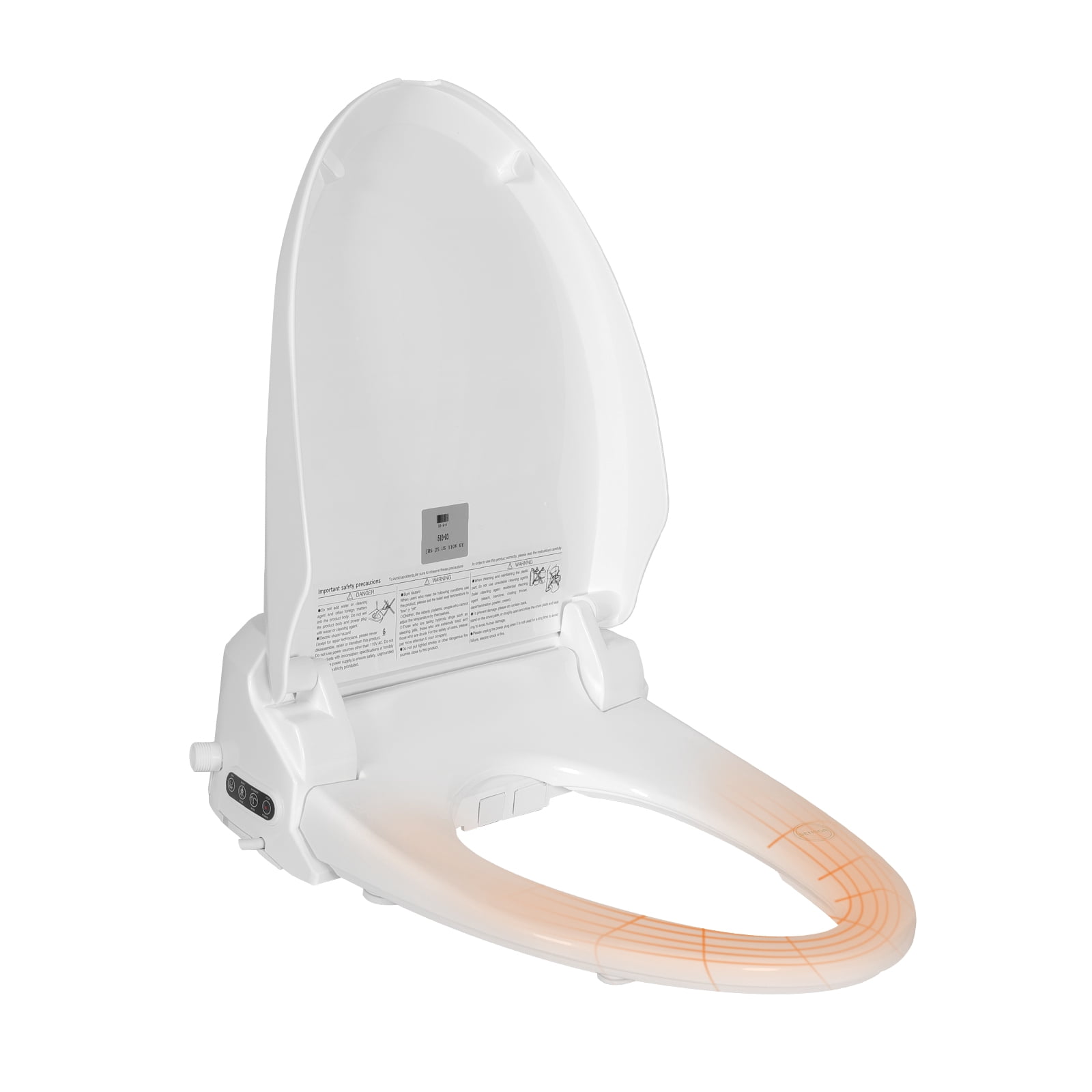 ELECWISH Smart Electric Bidet Seat for Elongated Toilet in White with Remote Control, Heated Seat, Deodorizer and Nightlight