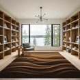 ODIKA 9'x12' Washable Area Rug Brown Abstract with Horizontal Waves ...
