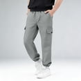 thumbnail image 2 of yardsong Boys Cargo Pants with Pockets Hiking Camping Straight Leg Uniform Athletic Jogger Pants Kids Elastic Waist School Trousers 8 Years, 2 of 9