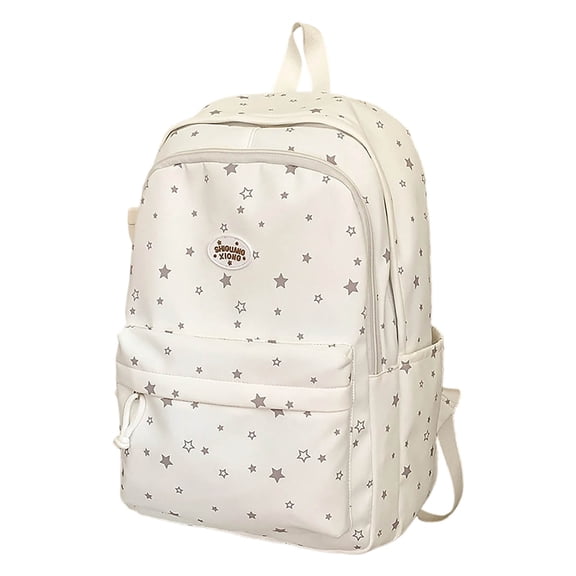 Teen Casual Polyester Star Print Backpack, Fashion Large Everyday Daypack, Coquette Bookbag for Campus Weekend Commute
