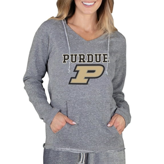 Women's Concepts Sport Gray Purdue Boilermakers Mainstream Lightweight Terry Pullover Hoodie