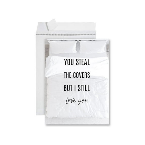 Koyal Wholesale Funny 1st Year Wedding Anniversary Jumbo Card With Envelope, You Steal The Covers, Set of 1
