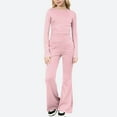 thumbnail image 2 of HAiming Ensemble 2 Pcs pour Filles, Manches Longues, Col Rond, Haut à Enfiler, Pantalon Évasé, Tenue Unie, 2 of 5