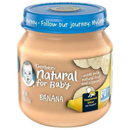 Gerber 1st Foods Natural for Baby Baby Food, Banana, 4 oz Jar (10 Pack)