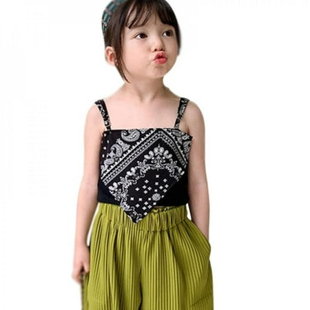 

Bullpiano Girls Korean Sling Tops Camisole Summer Baby Girl Kids Retro Sleeveless Suspender Vest With Slim Fit 2-8Y Children Print Clothes