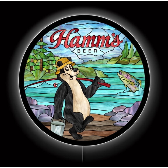 Desperate Enterprises LED Hamms Bear Neon Sign 23 Inch Round Backlit Acrylic Wall Decor Multicolor Indoor Corded Electric LED Wall Sign