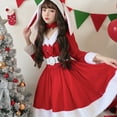 thumbnail image 4 of Christmas Dresses for Womens Furry Print Vintage Long-Sleeved Party Dress Mrs Santa Claus Fancy Outfits, 4 of 7