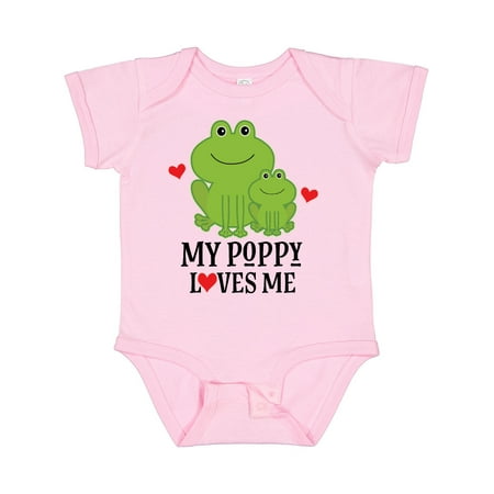 

Inktastic My Poppy Loves Me Grandson Frog Gift Baby Boy Bodysuit