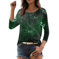 thumbnail image 5 of Womens Halloween Shirts Funny 3/4 Sleeve Tops Horror Pumpkin Face Printed Pullover Spooky Round Neck T Shirts Holiday Three Quarter Length Blouses, 2XL, 5 of 7