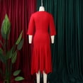 thumbnail image 5 of AURA Plus Size Asymmetrical Neck Bodycon Midi Dress High Waist Fishtail Hem 3 4 Sleeve Elegant Office Dress, 5 of 10