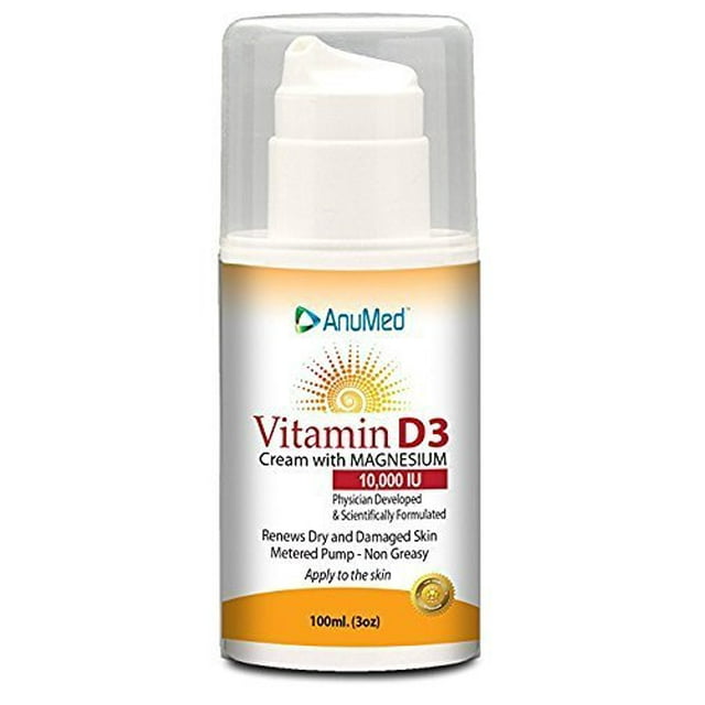 AnuMed Vitamin D3 Cream With Magnesium 10,000 IU Healthy Skin Care
