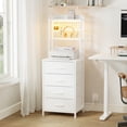 thumbnail image 4 of GUNAITO Nightstand with Charging Station & LED Light, 4 Fabric Drawers & 3 Shelves Bedside Table, Modern End Table for Bedroom,White, 4 of 8
