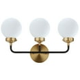 thumbnail image 5 of JONATHAN Y Caleb 22" 3-Light Contemporary Transitional Iron/Glass LED Vanity Light, Brass Gold/Black/White, 5 of 7