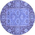 thumbnail image 1 of Ahgly Company Machine Washable Indoor Round Oriental Blue Traditional Area Rugs, 7' Round, 1 of 4
