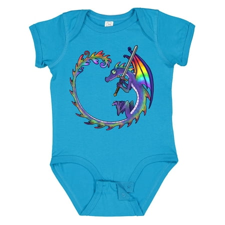 

Inktastic Rainbow Dragon with Sword Gift Baby Boy or Baby Girl Bodysuit