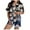 Dark Blue, variant on VBARHMQRT Winter Outfits for Women 2024 Women Business Casual Outfits Women's Christmas Tree Printed Silk Satin Short Sleeve Button Sleepwear Set