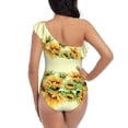 thumbnail image 5 of Easygdp Sunflowers On A Yellow Background Women's One Shoulder Ruffle Monokini Bathing Suits with Removable Chest Pad, Quick Drying - Small, 5 of 8