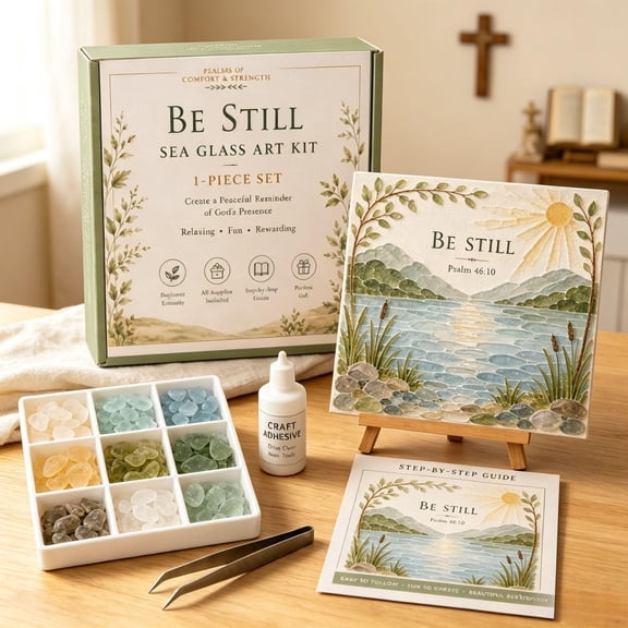 Psalms of Comfort & Strength Sea Glass Art Kit, Christian DIY Craft Kit