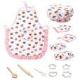 thumbnail image 4 of Juego de hornear para niños con delantal, sombrero , de horno para niños, cocina, juego de simulación, pastel Patrón de pastel-13 piezas perfke Conjunto de delantal y gorro de cocinero para niños, 4 of 8