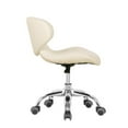 thumbnail image 3 of Madison and Park Set of 2 Hugo Short Stool Adjustable 13" to 15" Low Rolling Chair with Backrest, White - N/A, 3 of 7