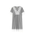 thumbnail image 1 of Timegard Vêtements de Nuit pour Femmes Grande Taille Dentelle Col en V Manches Courtes Robe de Nuit Décontractée, 1 of 2
