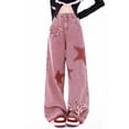 thumbnail image 2 of Dr.Eam Womens Trousers Jeans Casual Fashionable Loose Baggy Wide Leg Pants A Low Waist Embroidered Edge Denim Pants Female Casual Bottoms Clothing Homewear, 2 of 9