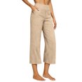 thumbnail image 2 of Dwellite Womens Linen Capri Pants Petite 2026 Summer Lightweight High Waist Straight Leg Solid Beach Lounge Pants Beige S, 2 of 7