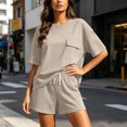 thumbnail image 5 of Maqroz Womens Plus Size Two Piece Lounge Sets Short Sleeve Crewneck Pullover T-Shirts Elastic Waist Shorts Casual Matching Outfits Breathable Sweatsuits Flowy Clothes, 5 of 6