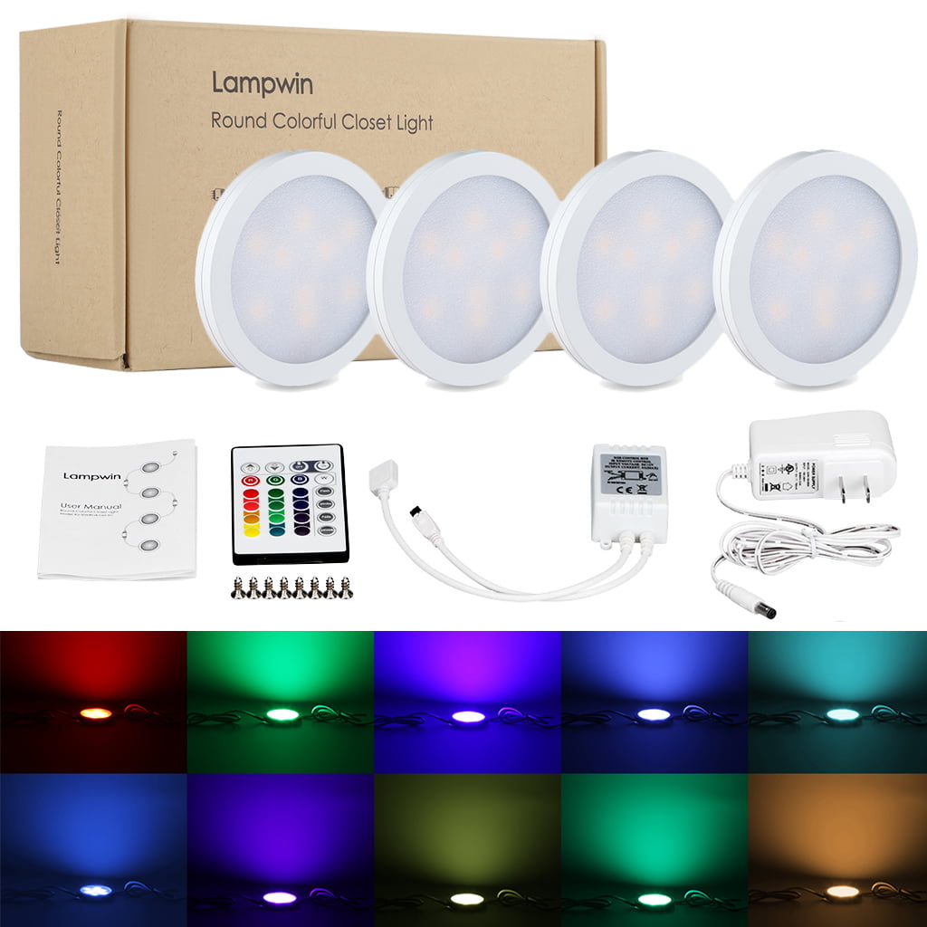 Lampwin RGB LED Under Lighting Kit 4 PCS for Garage, Kitchen, Office , bookshelf