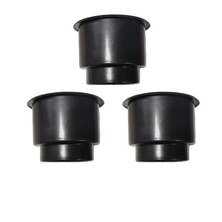 Three (X3) Jumbo Black Plastic Cup-Holder Inserts Made For Boats RVs Campers Trucks Decks and