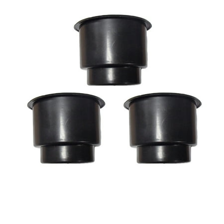 Boat Camera Three (X3) Jumbo Black Plastic Cup-Holder Inserts Made For Boats RVs Campers Trucks Decks and More! ()