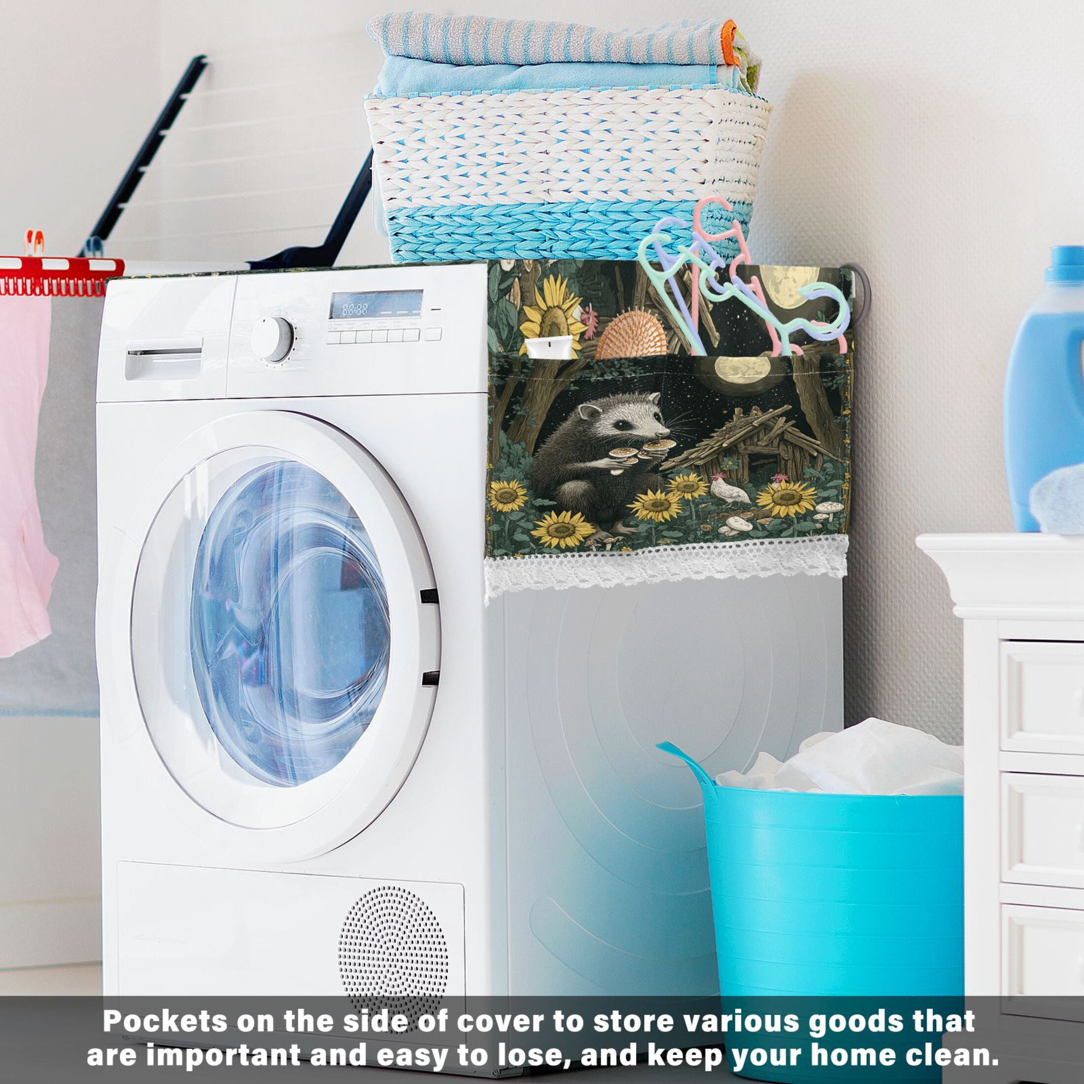 WOBOGO Extra Large Possum Washing Machine Cloth Dryer Refrigerator Top Cover Protective Non-Slip Mat For Kitchen Laundry
