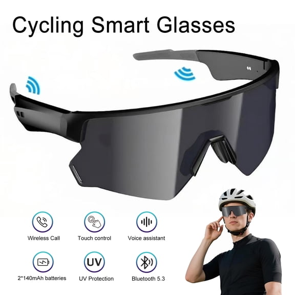 Blackview AI Smart Audio Sunglasses with Bluetooth: Polarized Sports Glasses for Men & Women, Built-in Speaker & Mic, Voice Control, UV400 Protection for Cycling Running Driving