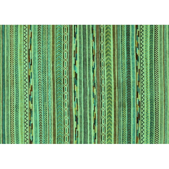 Ahgly Company Machine Washable Indoor Rectangle Abstract Turquoise Blue Modern Area Rugs, 8' x 12'