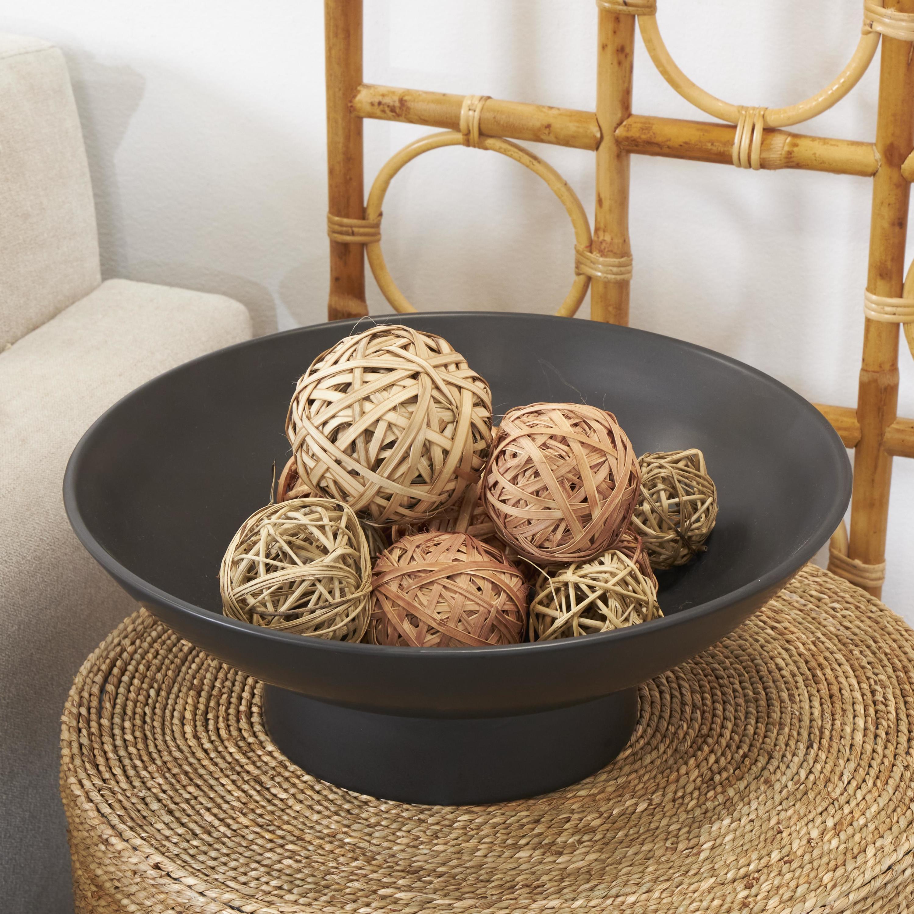DecMode Light Brown 9" Handmade Dried Plant Orbs & Vase Filler with Fishnet Bag