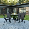 thumbnail image 3 of Flash Furniture Brazos Series 5-Piece Steel Glass Patio Table and Chair Set, Black, 3 of 11