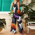 thumbnail image 5 of WTOBBY Women's Sleeveless Cotton Romper with Halloween Print, Casual Overalls Featuring Adjustable Straps, Pockets, Comfy Fit for Summer, Cute and Stylish,Multicolor2XL, 5 of 7