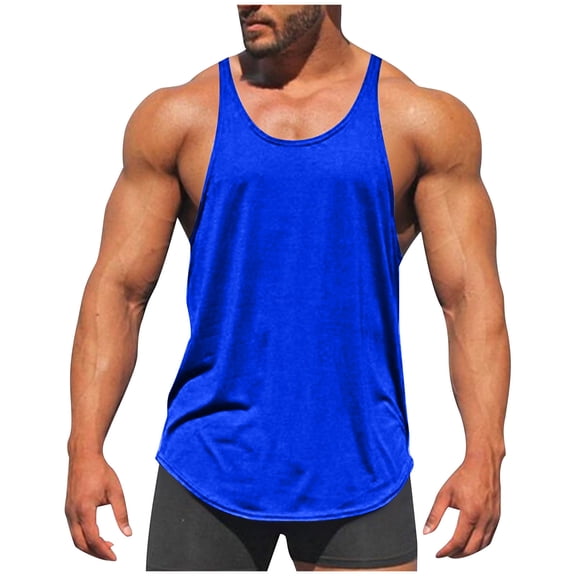 UQJfacai Mens Workout Stringer Tank Tops Plus Size Athletic Soft Quick Dry Y-Back Tops Bodybuilding Muscle Shirts for Gym S-5XL