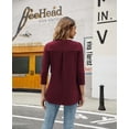 thumbnail image 4 of Womens Autumn V Neck 3/4 Sleeve Shirts Business Casual Tops Loose Work Blouse, 4 of 8