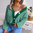 thumbnail image 6 of Idoravan Cardigans for Women Clearance Spring Women's Fashion Autumn Winter Stripes Lantern Sleeve Long Sleeve Cardigan Sweater Coat Tops, 6 of 8
