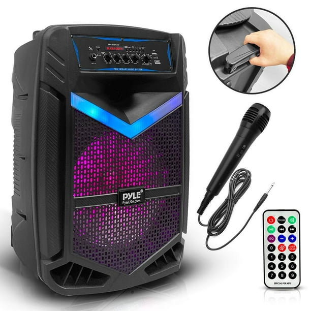 Portable Bluetooth PA Speaker System - 600W Rechargeable Outdoor Bluetooth  Speaker Portable PA System w/ 10” Subwoofer 1” Tweeter, Recording Function, 