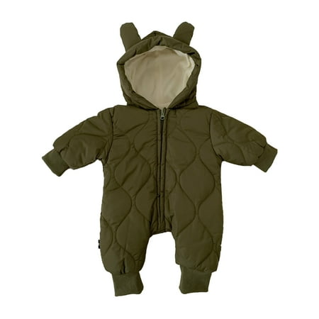 

Baby Boys Bodysuits Baby Unisex Cotton Solid Autumn Warm Thick Long Sleeve Hooded Romper Jumpsuit Padded Clothes