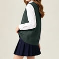 thumbnail image 3 of FAIOROI Unisex Kids V Neck Sweater Vest 100% Cotton Sleeveless Knit for School Wear Army Green 13-14T, 3 of 7