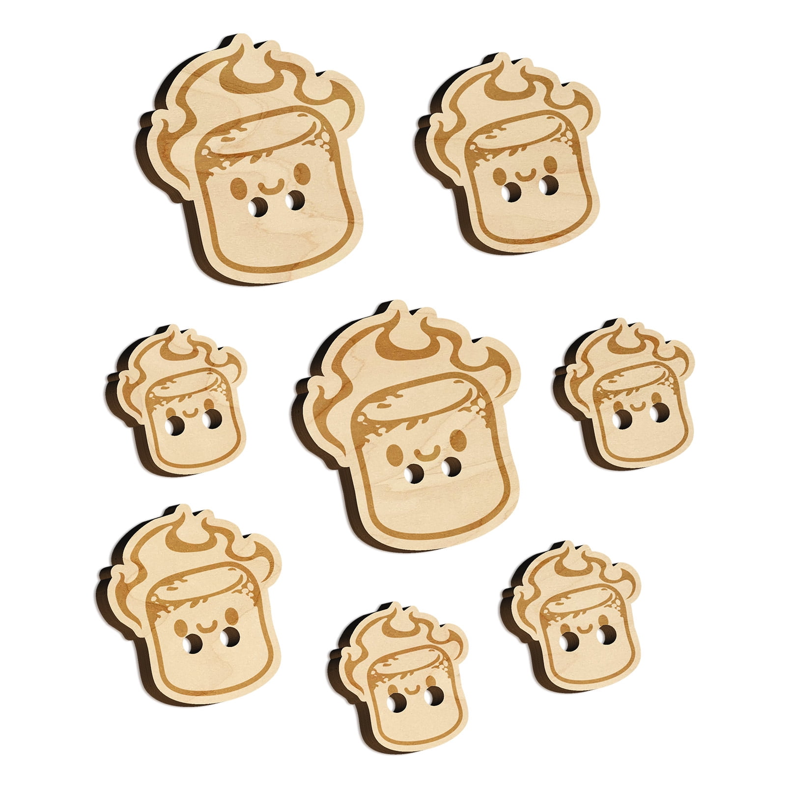 Cute Kawaii Toasted Marshmallow Wood Buttons for Crochet Knitting ...